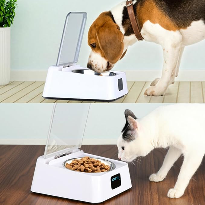 Automatic Open Dog Food Bowls Stress Pet Feeder with Clear Cover Sensing Automatic Feeding Bowls