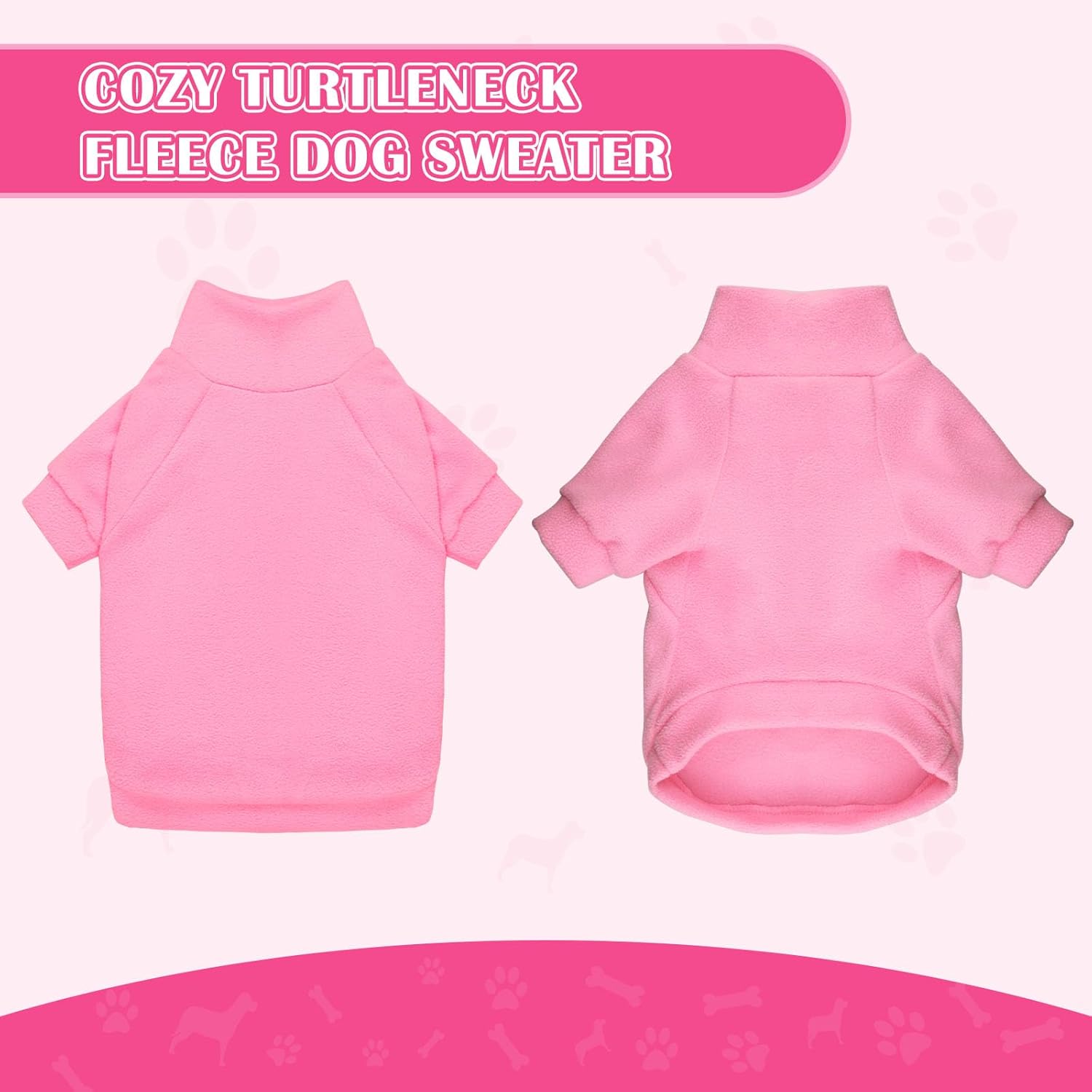 3 Pack Dog Sweaters for Large Dogs, Fleece Dog Sweater Large Pet Clothes Turtleneck Soft Warm Sweatshirt Boy Girl Pet(Pink+Hotpink+Purple,L)