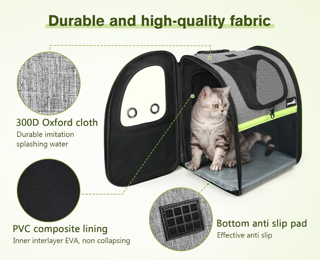 Pecute Pet Carrier Backpack, Large Cat Carrier Backpack Hold Up to 22 Lbs, Expandable cat Backpack with Breathable Mesh for Medium Dogs Cats, or 2 Small Pets, Dog Backpack Carrier for Travel Hiking