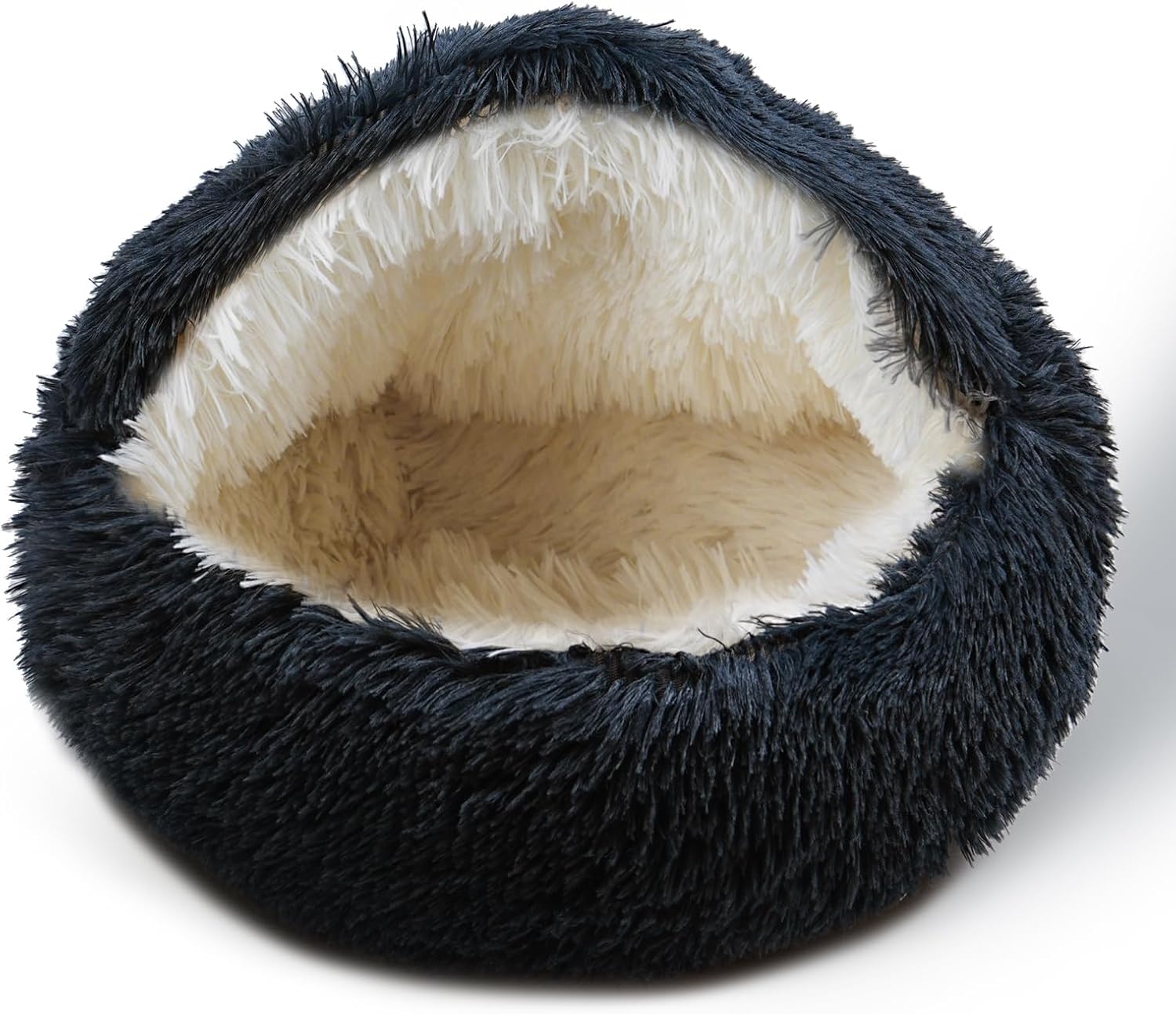 Cat Bed for Indoor Cats, Calming Cozy Cave with Self-Warming Plush, Entire Bed Machine Washable & Anti-Slip Base, Breathable Pet Bed for Small Cats&Dogs All Seasons (Dark Gray, 20 * 20inch)