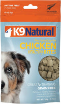 K9 Natural, Freeze-Dried Single Ingredient Dog Treats, High-Value, Low-Calorie Protein Bites for Active Dogs, Healthy Dog Training Treats, Grain-Free Reward, Chicken, 1.76oz