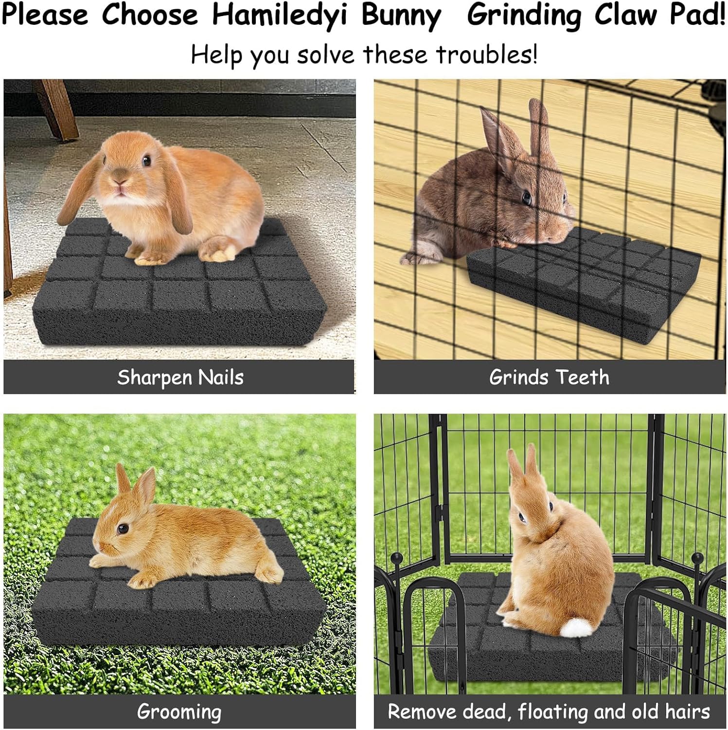 Hamiledyi 4PCS Rabbit Scratching Pads Bunny Lava Grinding Claw Pads Small Animal Foot Pads Hamster Scratch Board Chew Toys for Gerbil Chinchilla Hedgehog Guinea Pig Cage Accessories