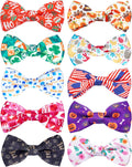 PET SHOW 10 Pack Holiday Small Dog Bow Ties Sliding Collar Attachments Puppy Cats Festival Patterns Bowties for Medium Dogs Classy Bowknots Party Wedding Pet Grooming Accessories(Small)