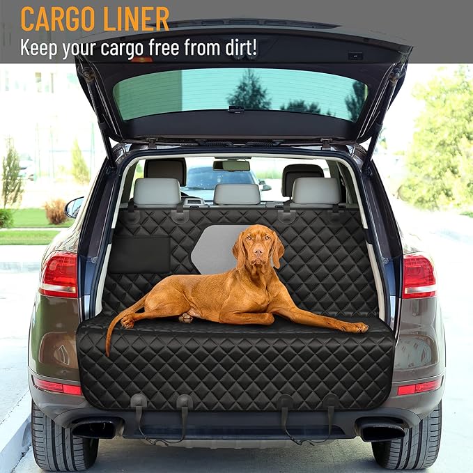 Active Pets Dog Car Seat Cover for Back Seat, Waterproof Pet Protection Hammock, SUV Truck Car Backseat Protector with Safety Features, XL, Black