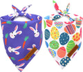 Realeaf Easter Dog Bandanas 2 Pack, Triangle Reversible Pet Scarf for Boy and Girl, Premium Durable Fabric, Holiday Bandana for Small Medium Large and Extra Large Dogs (Large)