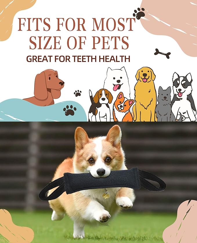 Clysoru Dog Tug Toy Double Pack Tough Jute Bite Pillow Training Equipment Puppy to Large Dogs Interactive