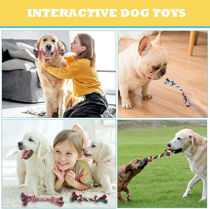 60 Pcs Multi Color Knot Rope Dog Chew Toys Puppy Rope Toy Dog Tug of War Toy Chew Toys for Small and Medium Dogs Puppies