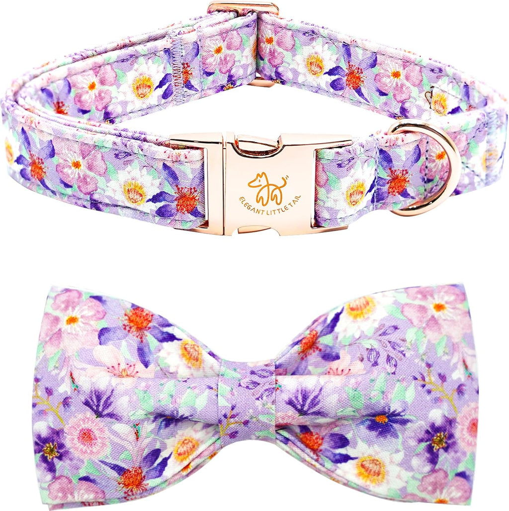 Elegant little tail Dog Collar, Rose Print Pet Collar Summer Dog Collar Durable Metal Buckle Dog Collars Cotton Pet Adjustable Dog Collars for X-Large Dogs