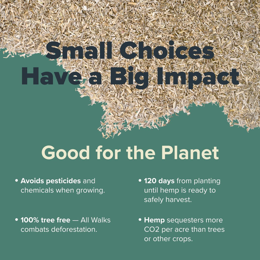All Walks 18.5 Liter 100% Natural Hemp Bedding - Odor Control, Dust-Free, Chemical-Free, for Chicken Coops, Hamsters, Rabbits & Small Animals, Biodegradable, Made in USA, Highly Absorbent
