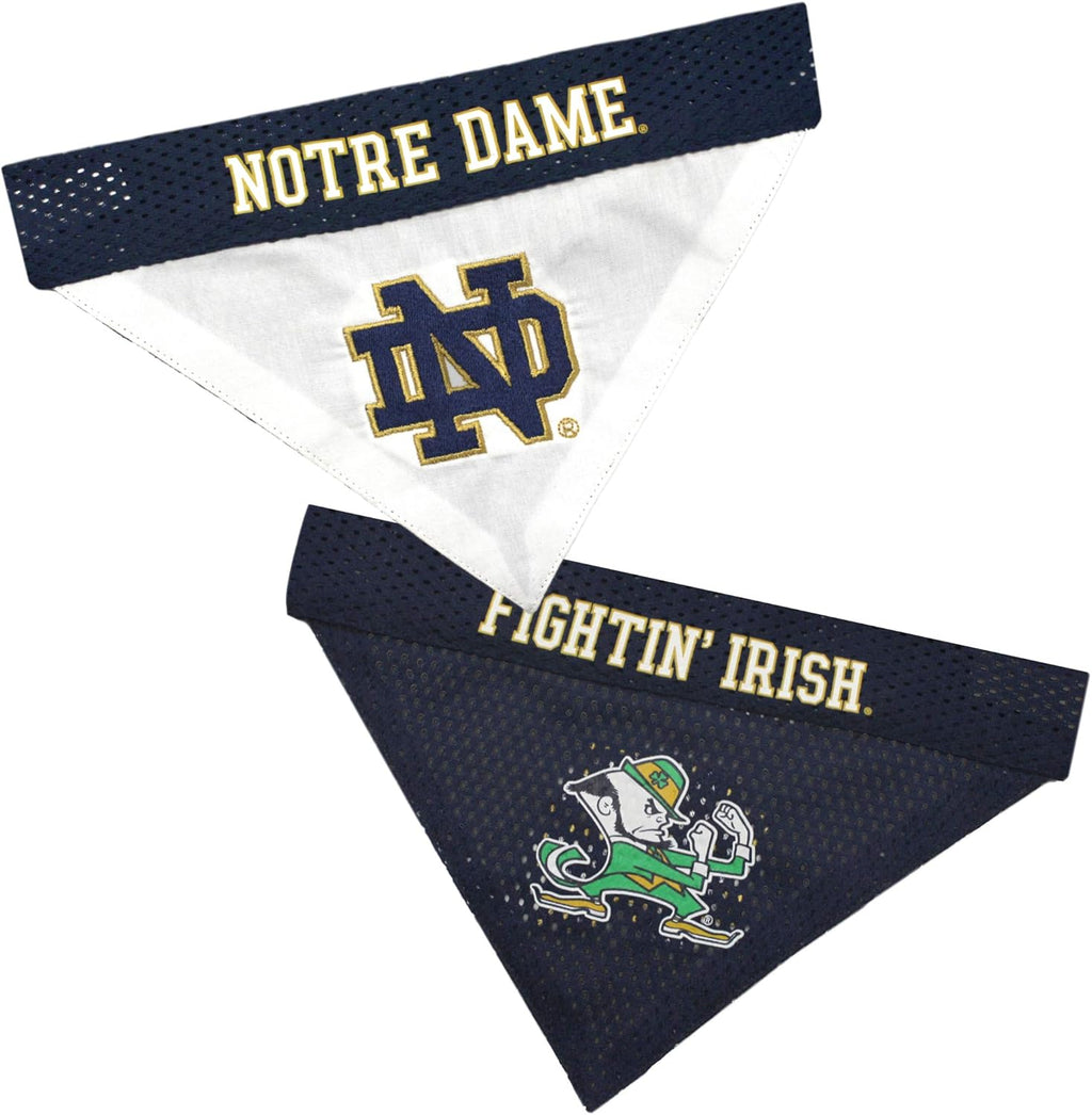 Pets First Collegiate Pet Accessories, Reversible Bandana, Notre Dame Fighting Irish Size Small/Medium