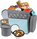 Dog Travel Bag with Treat Pouch, Airline Approved Dog Bags for Traveling, 2 Dog Food Travel Container, 2 Travel Bowls, Weekend Dog Travel Bag for Supplies, Dog Travel Kit Accessories