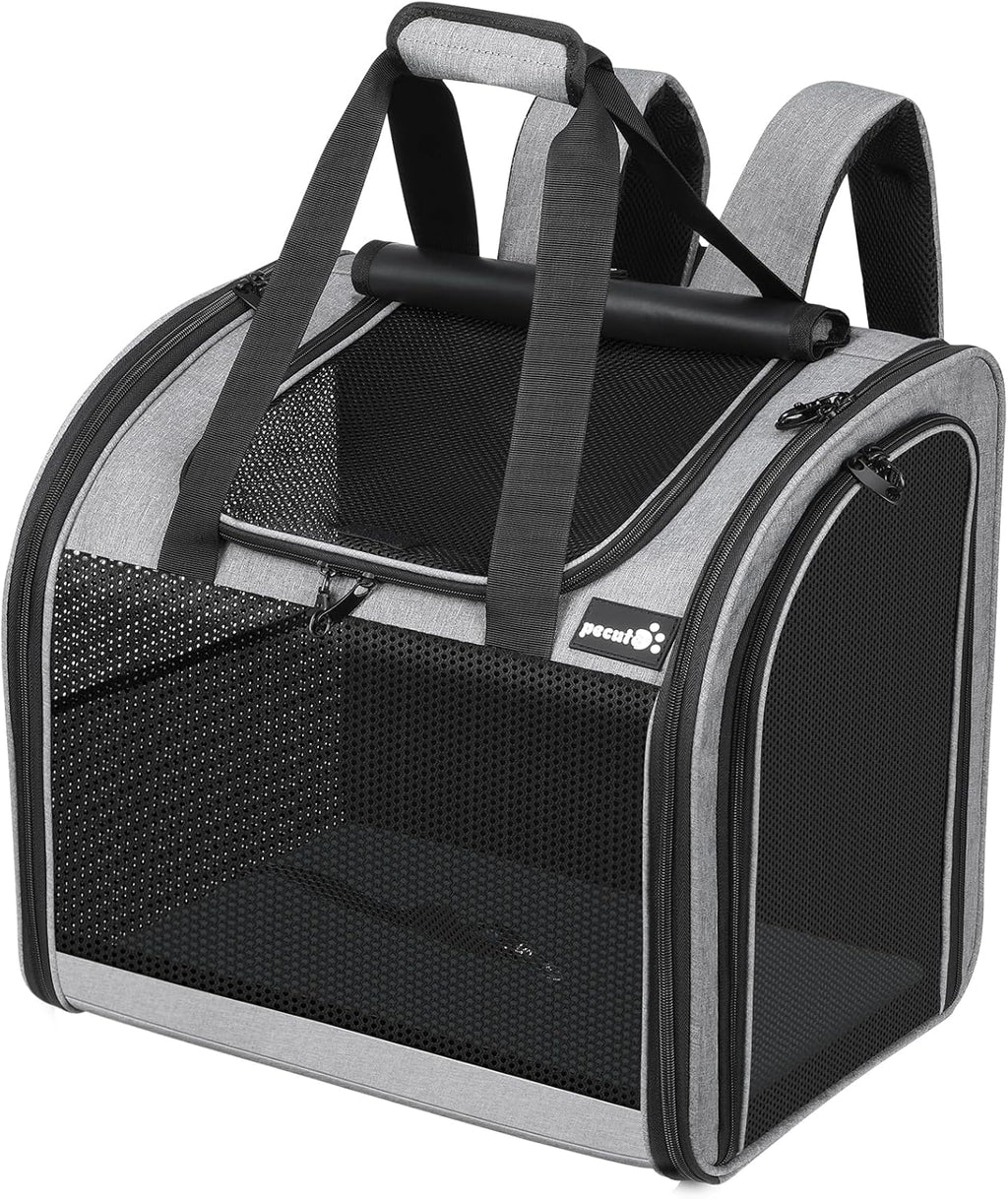 Pecute Cat Backpack with Widened Interior Space, Upgraded Dog Backpack Carrier with Various Ways to Carry, Pet Backpack with Breathable Mesh, Pet Travel Carrier with Soft Padded, Reinforced Support