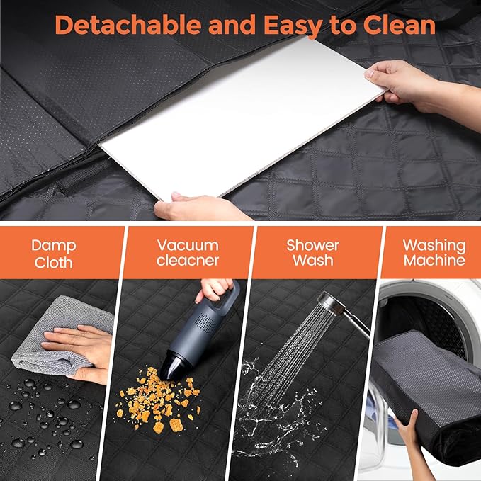 Dog Seat Cover for Back Seat Hard Bottom,Holds 500 lbs,Waterproof Dog Car Seat Cover for Back Seat Extender,Scratch-Proof Pet Hammock for Car,SUV,Truck - with Mesh Window & Storage,BlackOR