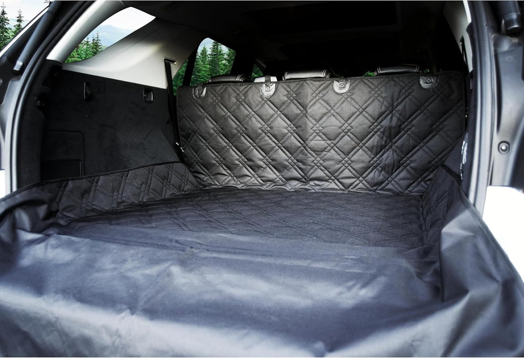 Bulldogology SUV Cargo Liner for Dogs 55"x106" Heavy Duty Pet Trunk Cargo Cover - Dog Car Seat Cover Waterproof Nonslip - Dog Hair, Muddy Paws, Scratches Cover Protector for Cars Vans (X-Large, Black)