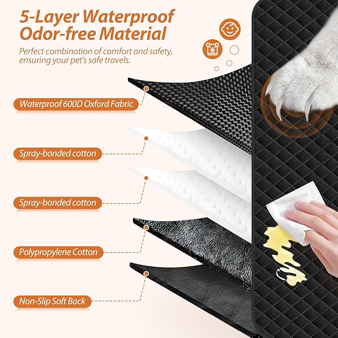 Dog Car Seat Cover Set for Back Seat, Back Seat Cover + Pet Bed Mat Perfect with Mesh Window, Hammock 600D Heavy Duty Scratch Proof Nonslip Durable Soft Back Seat Covers for Cars Trucks and SUVs