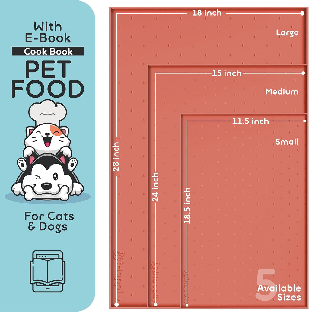 Dog Food Mat - 24x15 Raised Edges Dogs Mat for Food and Water Prevent Spill, Waterproof Cat Food Mats Protect Floors, Easy Clean Dog Bowl Mats for Food and Water, Silicone Pet Feeding Placemats