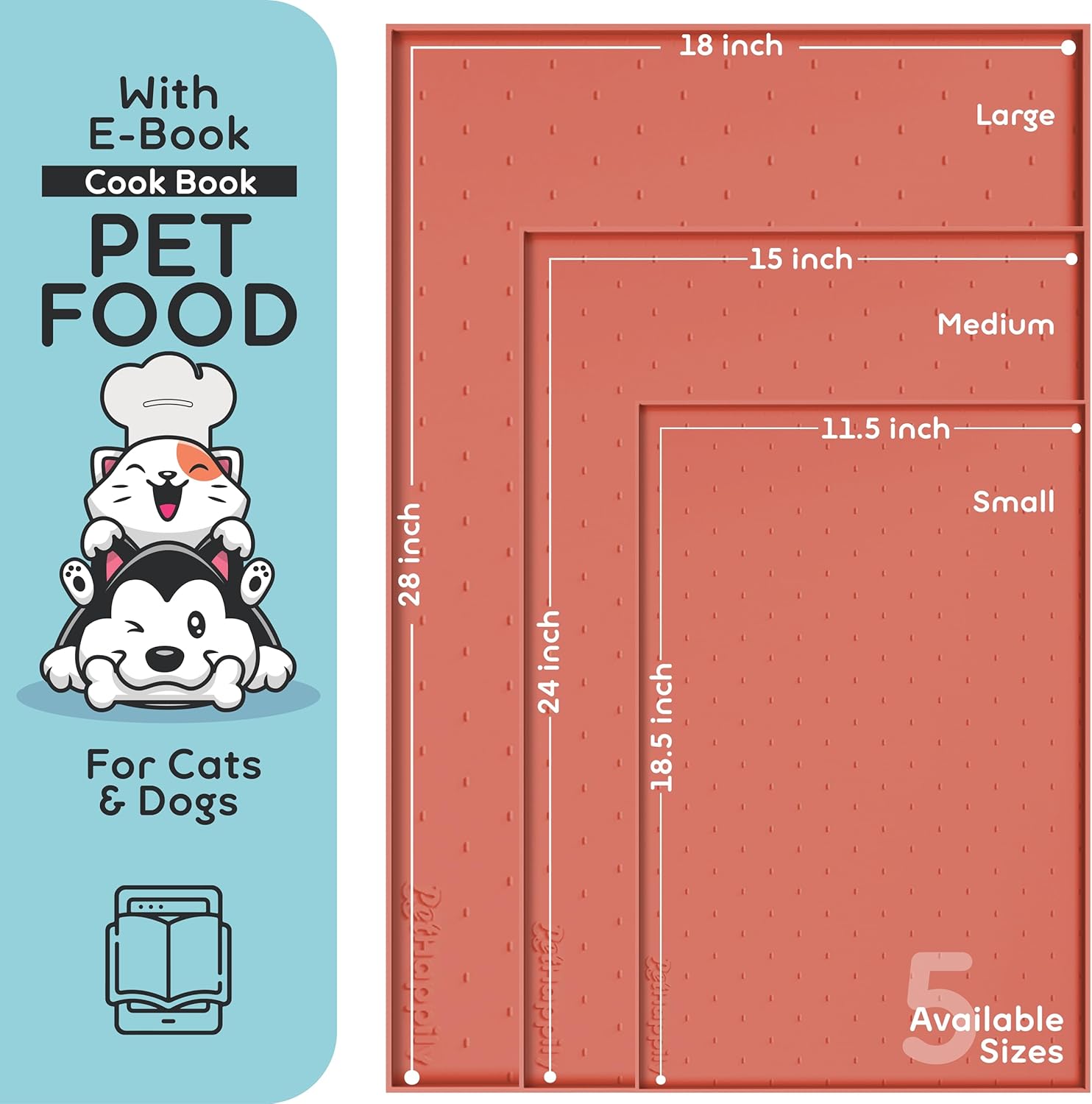 Dog Food Mat - 24x15 Raised Edges Dogs Mat for Food and Water Prevent Spill, Waterproof Cat Food Mats Protect Floors, Easy Clean Dog Bowl Mats for Food and Water, Silicone Pet Feeding Placemats