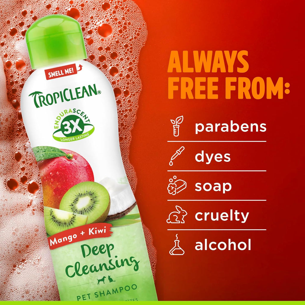TropiClean Deep Cleansing Dog Shampoo, Powerful Odor Control, Puppy Safe, Made in The USA, Cat Friendly, 20oz.