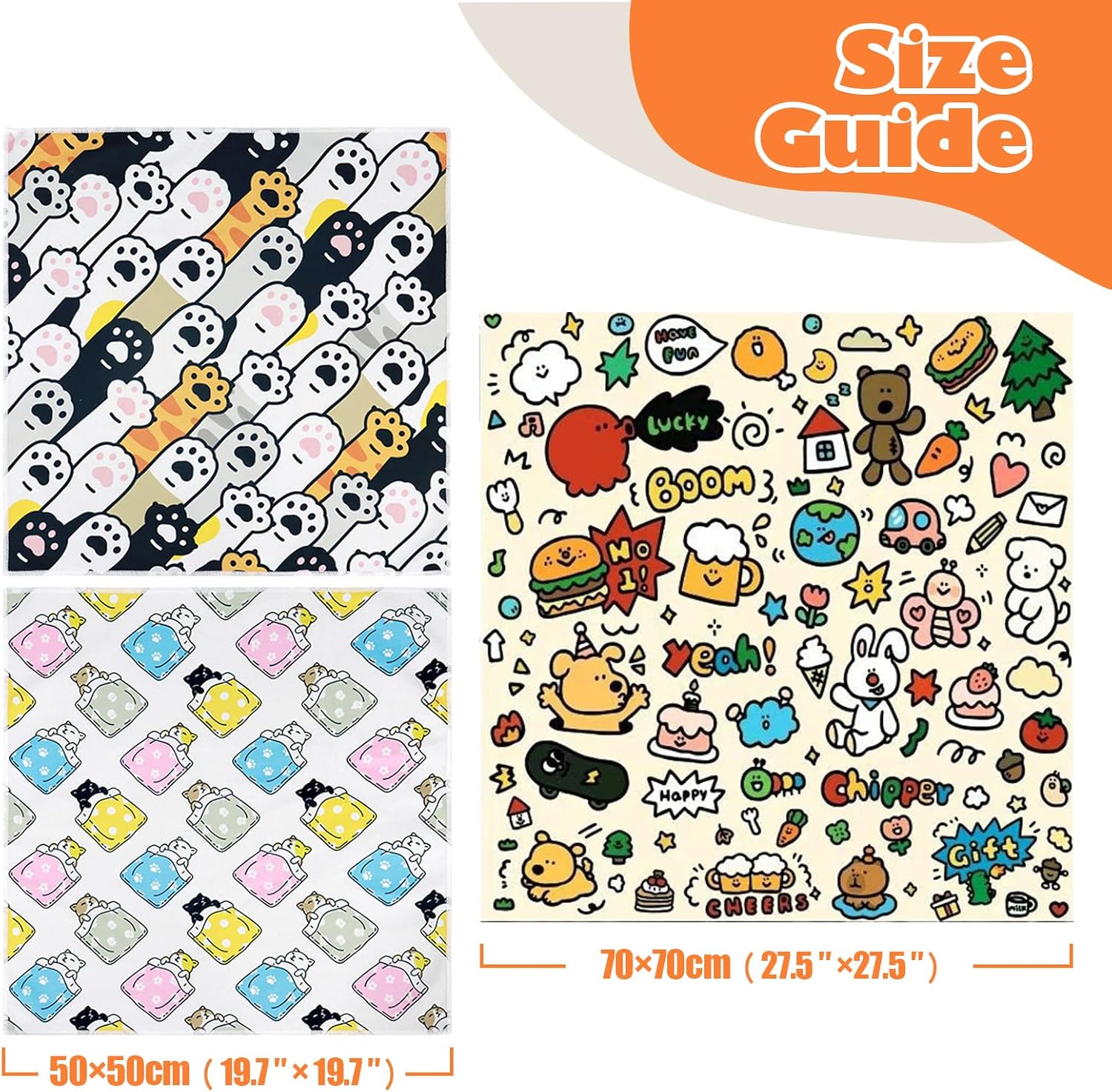 Cat Grooming Wrap, Cat Wrap Self-Adherent, Anti-Scratch Anti-Bite, Anti-Escape Grooming Bag for Cats Nail Clipping, Ear Cleaning, and Teeth Brushing (19.7 × 19.7" Cat Prints)