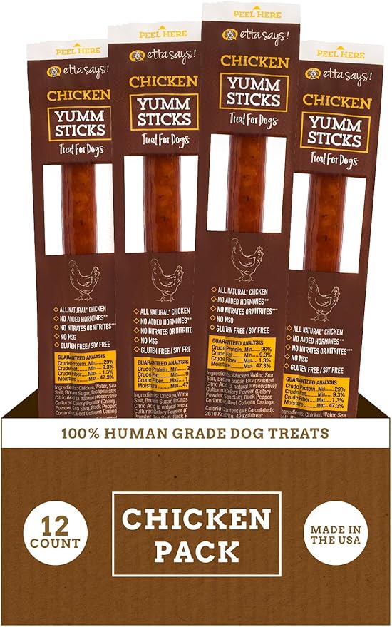 etta says! Yumm Sticks - Real Meat Chicken Dog Jerky Treats - Human Grade - Made in The USA (12 Count Pack of 1)