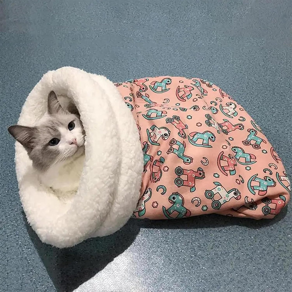 Cat Sleeping Bag for Indoor Cats,Sleeping Bag for Cats,Cozy Cat Winter Sleeping Bag,Warm Cat Sleeping Bag,Soft Fluffy Washable Cat Bed Cave,Cat Blankets for Indoor Cats (I)