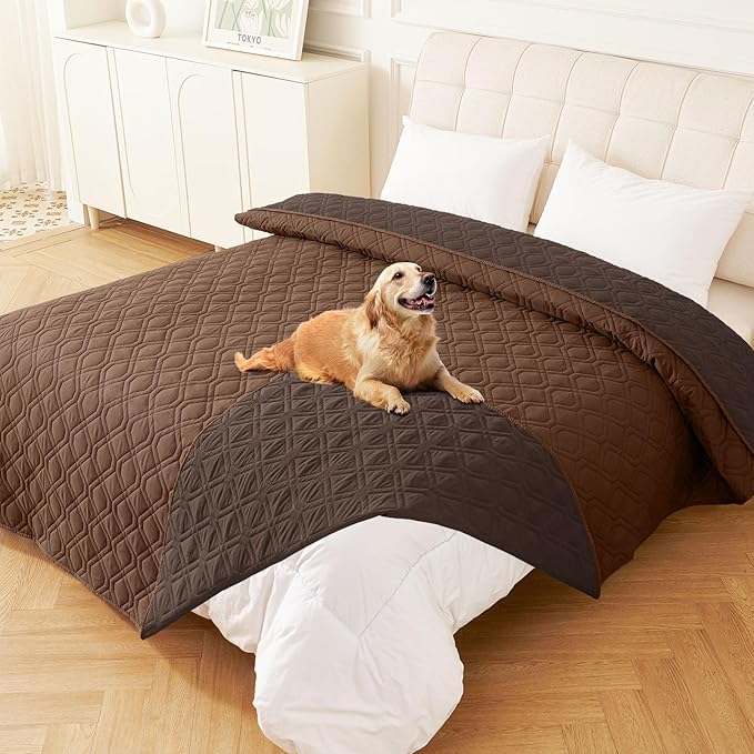 hyha Waterproof Dog Bed Blanket, Soft Pet Blankets, Waterproof Couch Cover for Dogs, Reversible Sofa Covers Washable for Furniture (82x102 Inch, Brown/Chocolate)
