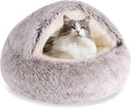 HYQ Small Dog Bed, Cat Beds for Indoor Cats Washable, Cozy Cat Cave Bed, Non-Slip Cat Beds, Calming Dog Bed with Hooded Cover, Dog Bed with Cover for Small Medium Pets (Coffee, 20×20 Inch)