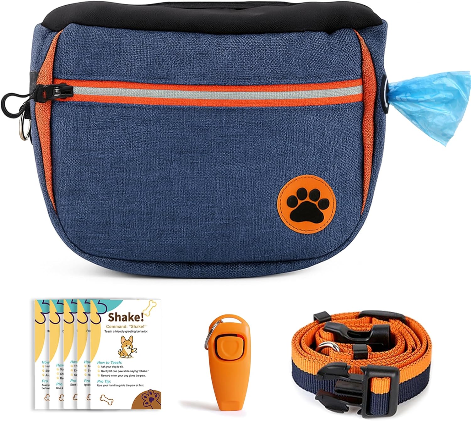Dog Treat Pouch Bag for Training – Removable Liners, Large Opening Capacity Treat Bag with Clicker, Obedience Cards, Waist Strap Clip Treat Fanny Pack for Dog Training and Walking