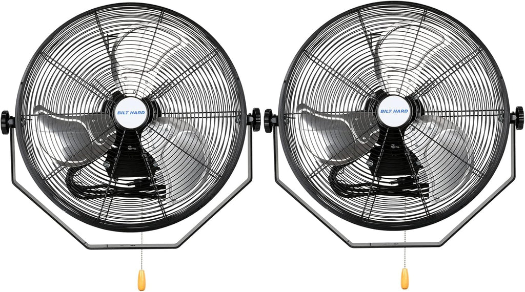BILT HARD 20 inch Industrial Wall Fan, 4600 CFM, 3-Speeds High Velocity Wall Mount Fan with Sealed Motor, 2 Pack