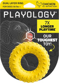 Playology Dog Toys | Dual Layer Ring Durable Chew Toy for Aggressive Chewers | Jumbo Chicken Scented Toy - Easy to Clean and Made from Non Toxic Materials