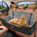 Large Dog Car Seat for Dods Under 100 Lbs, Memory Foam Dog Car Bed for Backseat & Trunk, Detachable and Washable Cover, Pet Travel Seat with Storage Pockets, 2 Safety Belts