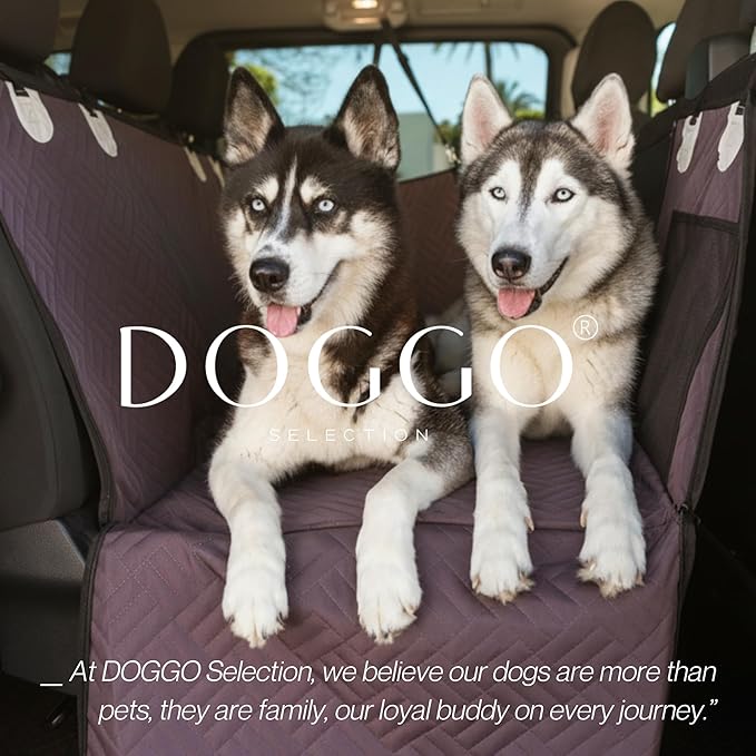 – Back Seat Pet Cover for Dogs, Premium Dog Hammock for Car with Hard Bottom | Universal Car Seat Protector, Waterproof & Washable | Dog Car Seat Cover for Large (Brown)