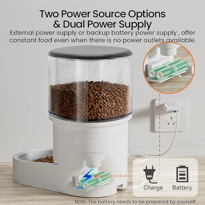 Automatic Cat Feeders - Timed Pet Feeder for Cats and Dogs with Dry Food Dispenser, APP Control Smart, 4L Grain Storage Bucket, Dual Power Supply, Programmable Portion Control (Black Visible)