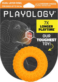 Playology Dog Toys | Dual Layer Ring Durable Chew Toy for Aggressive Chewers | Medium Cheddar Cheese Scented Toy - Easy to Clean and Made from Non Toxic Materials