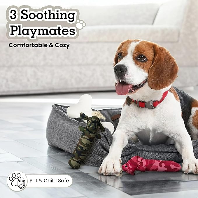 3-Piece Eco-Friendly Durable Squeaky Dog Chew Toy Set - Sarge, T-Bone & Pinky, Assorted Colors (Safe for Pets/Kids)