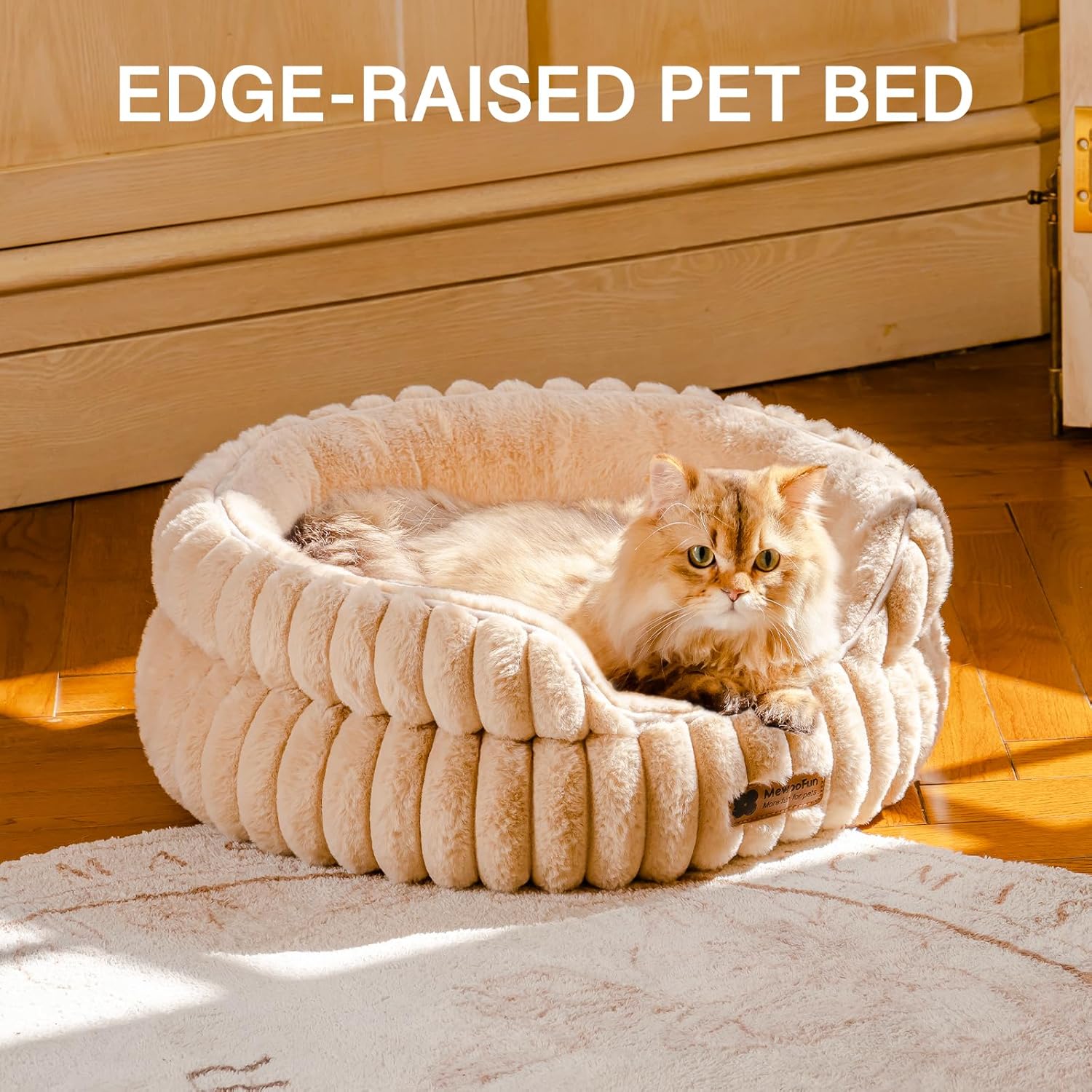 MEWOOFUN Dog Bed for Medium Dogs, Washable Large Cat Beds for Indoor Cats, Donut Pet Bed for Dogs and Cats with Anti-Slip Bottom (Camel, 27"x27"x10")