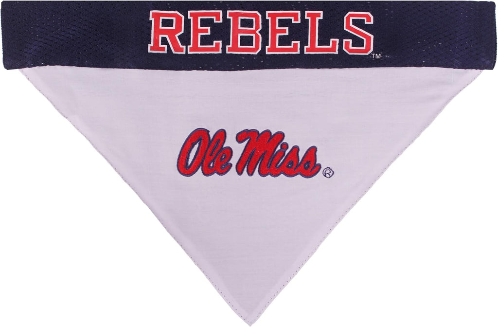 Pets First Collegiate Pet Accessories, Reversible Bandana, Mississippi Ole Miss Rebels, Small/Medium