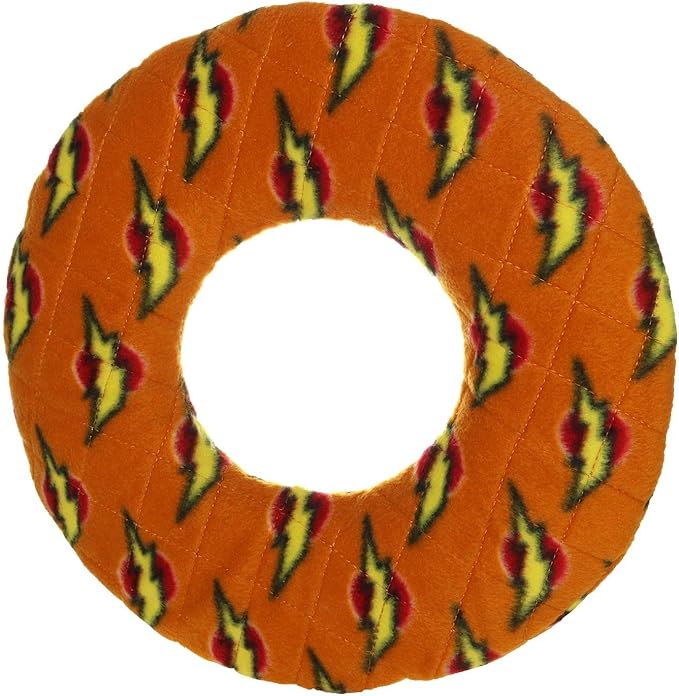 MIGHTY- NO Stuff Ring - Squeaky Plastic Core. 2-in-1 Toy. Made Durable, Strong & Tough. Interactive Play (Tug, Toss & Fetch). It Floats (Orange, Large)