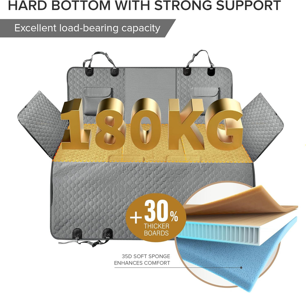 SHARLOVY XL Truck Back Seat Extender for Dogs, Large Hard Bottom Dog Car Seat Cover for Back Seat, Heavy Duty Dog Car Hammock, Waterproof Pet Seat Covers for Trucks, F150, Ram1500 and Large SUV