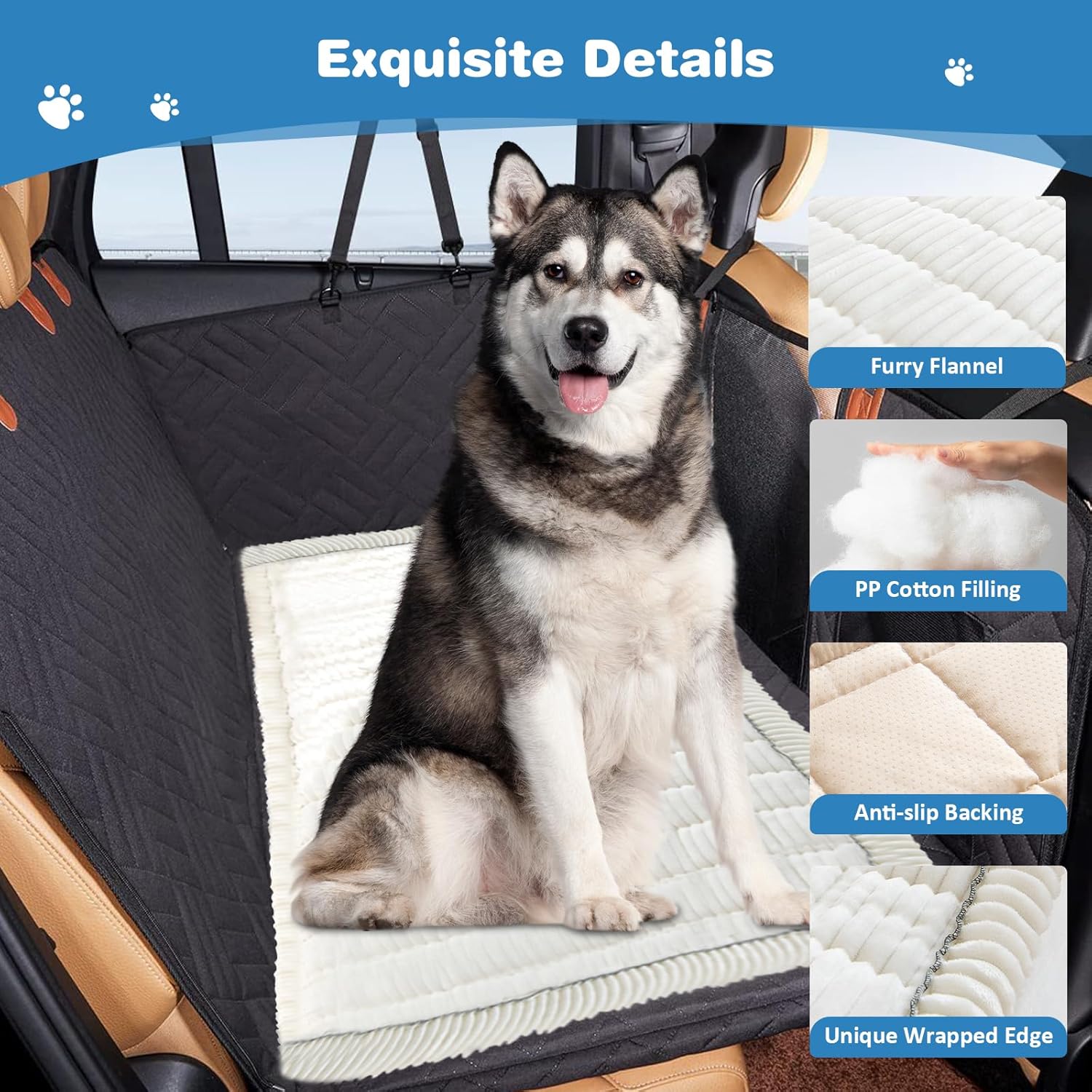 VClife Dog Bed Mat for Car, Anti Slip Pet Bed Travel Pad Comfortable Furry Dog Car Seat Cover for Backseat Extender, Washable Pet Cushion Bed Mat for Indoors & Outdoors (Beige, 59"×27.6")