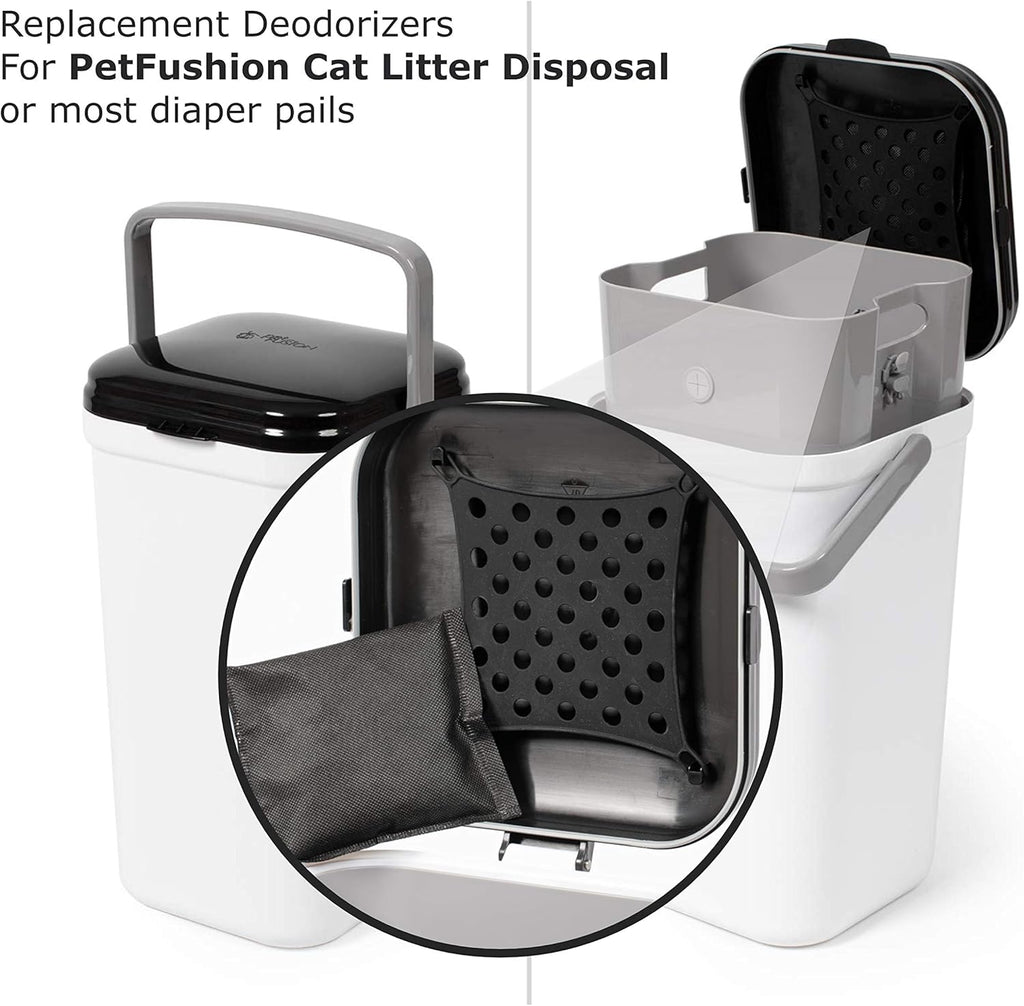 Bamboo Charcoal Deodorizer Bag for Litter Disposal Box/Diaper Pails (4 Pack) - Replacement Inserts for PetFushion Portable Cat Litter Disposal - Absorb and Eliminate Odors/Smells