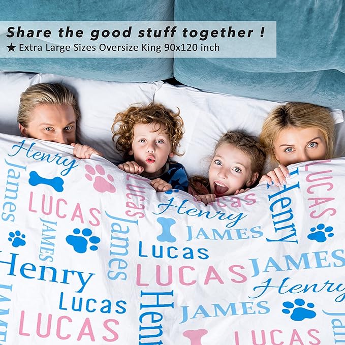 Personalized Dog Blanket - Custom Puppy Throw With Pet's Name and Cute Paw Print, Fluffy for Medium Dogs, S 50"x40"