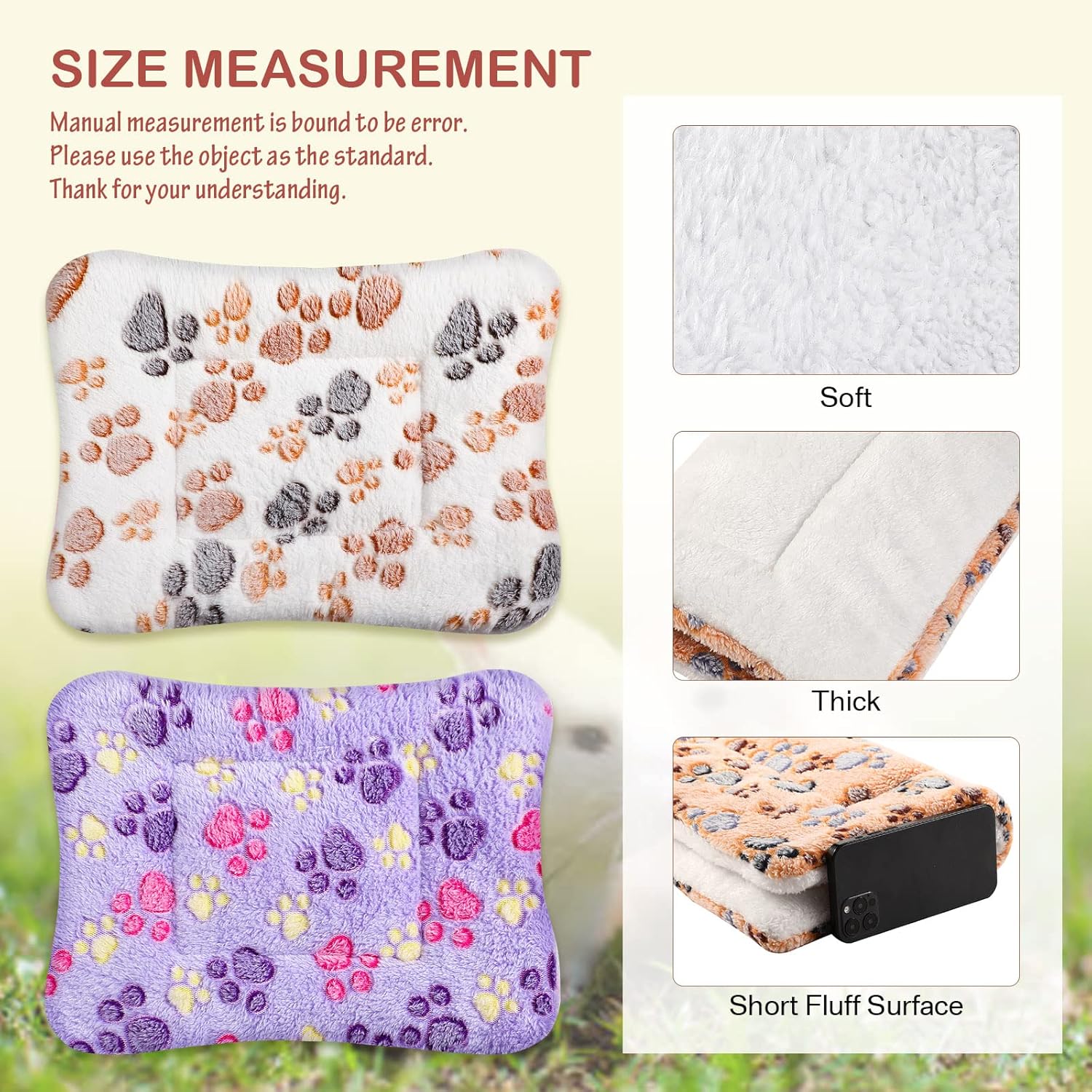 4 Pack Ultra Soft Dog Cat Bed Mat with Cute Prints Reversible Fleece Dog Crate Kennel Pad Cozy Washable Thickened Hamster Guinea Pig Pet Bed Mat for Small Animals(13 x 10 Inches,Vivid Color)