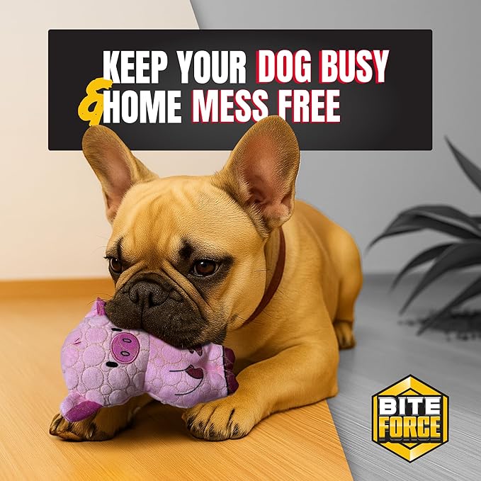 Bite Force -Durable & Strong Dog Toy Peppa Pig with Squeaker, Kevlar-Reinforced for Aggressive Chewers for Small Medium Large Dogs - Pink.