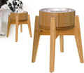 Dog Bowls Elevated, 12-inch High, 5-Cup Cap - Set of Bamboo Holder, Stainless Inner Dish and Stand - Ideal for Medium to Large Breeds - All-Detachable Parts