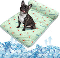 PUMYPOREITY Cooling Dog Bed, Pet Cooling Mat with Pillow, Ice Silk Cooling Dog Blanket, Self Cooling Pad for Cat,Dog, Washable Summer Pet Mat for Kennel, Crates, Sofa, Floor, Green, S