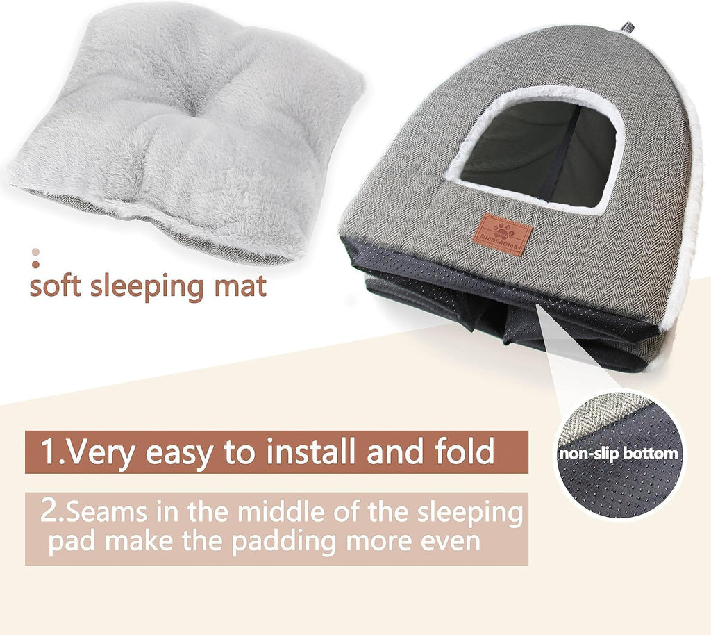 Cat Bed for Indoor Cats - Cat Cave Bed Cat House Cat Tent with Removable Washable Cushioned Pillow, Soft and Self Warming Kitten beds, for Small and Medium Cat Beds & Furniture