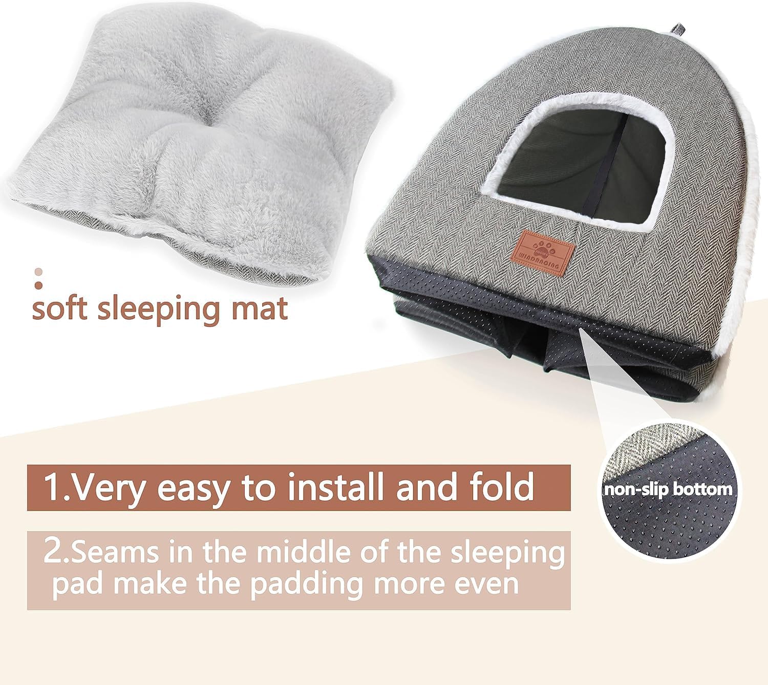 Cat Bed for Indoor Cats - Cat Cave Bed Cat House Cat Tent with Removable Washable Cushioned Pillow, Soft and Self Warming Kitten beds, for Small and Medium Cat Beds & Furniture