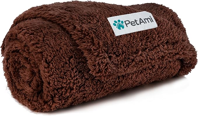 PetAmi Fluffy Waterproof Dog Blanket for Small Medium Dogs, Soft Warm Pet Sherpa Throw Pee Proof Couch Cover, Reversible Cat Puppy Bed Blanket Sofa Protector, Plush Washable Pad (Brown, 29x40)