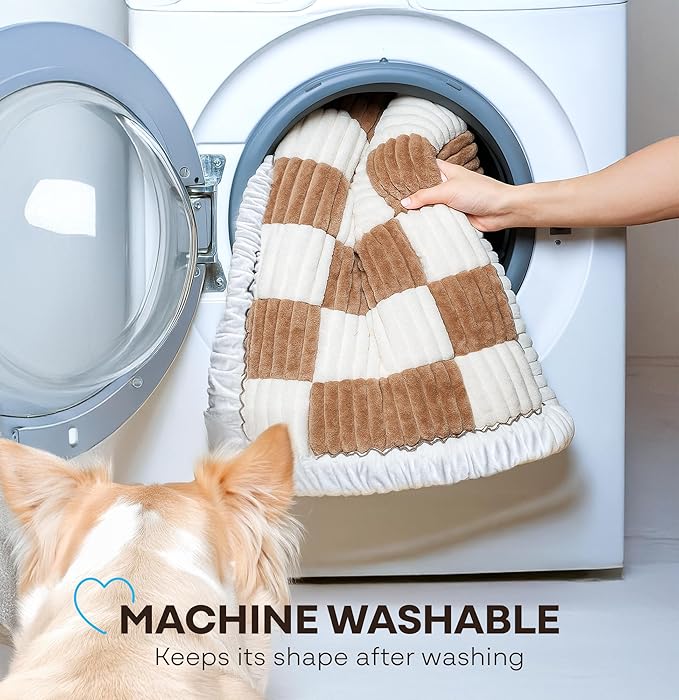 APetsPlanet Dog Bed for Car Back Seat Extender - Non-Slip Backseat Cushion for Dogs - Travel Plush Pet Mat Topper for Cars, Trucks, SUVs - Machine Washable Pad Blanket - Brown Plaid, 54" x 24.8"